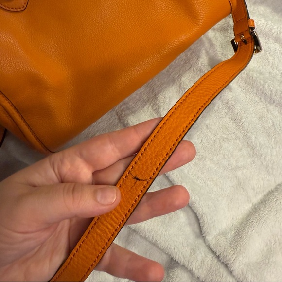 Michael Kors Orange Pebbled Leather Satchel with Adjustable Crossbody Strap EUC - Picture 13 of 16